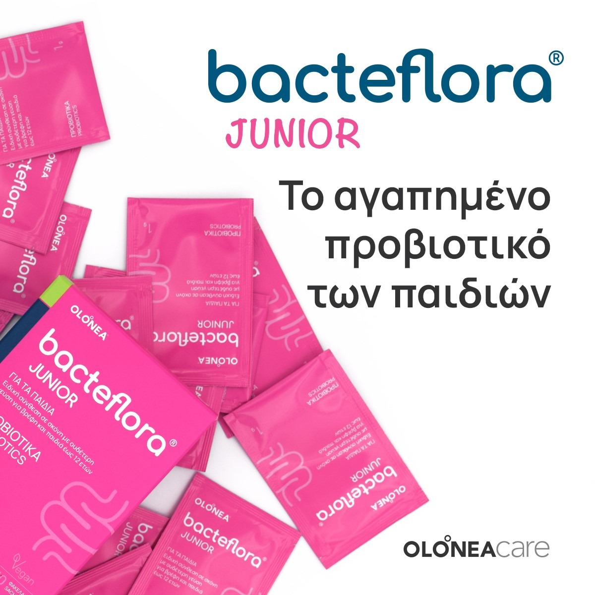 Το προβιοτικό bacteflora® JUNIOR, ιδανικό για τη συμπλήρωση του εντερικού μικροβιώματος παιδιών και την προστασία από λοιμώξεις του γαστρεντερικού.